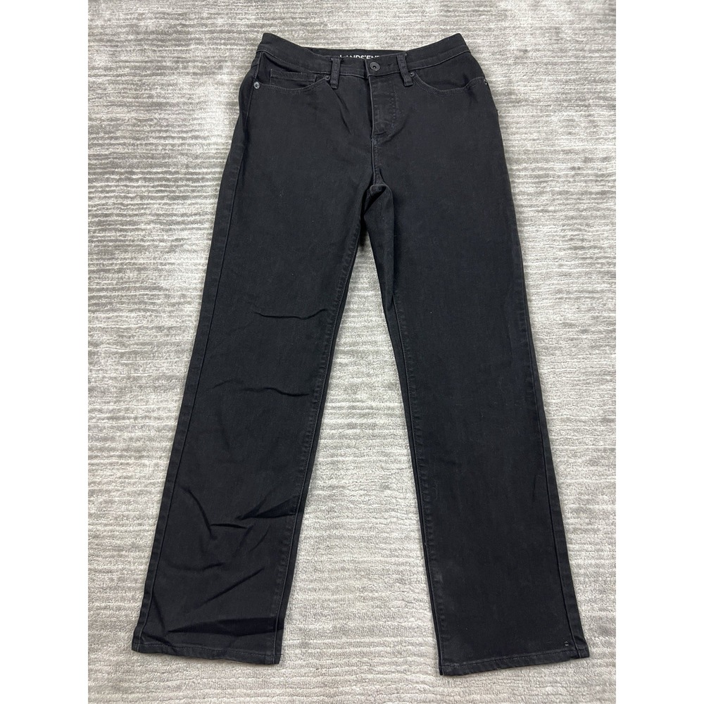 Lands‎ End Jeans Womens 2 Black HIgh Rise Straight Jean Denim Casual